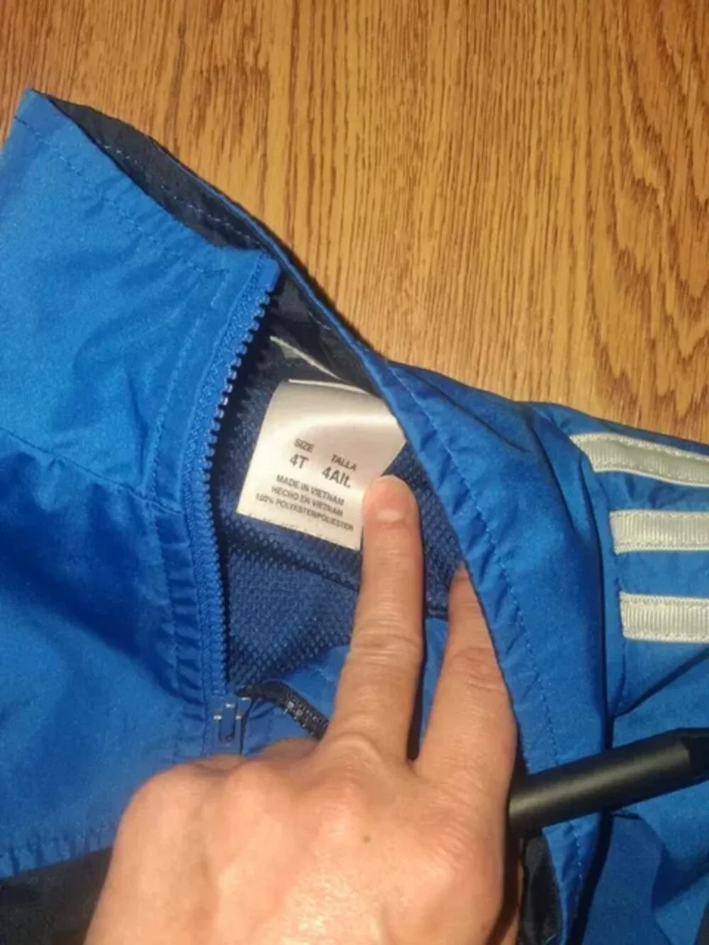 Adidas Boys 4T Full Zip Colorblock Track Jacket Blue/Black Polyester